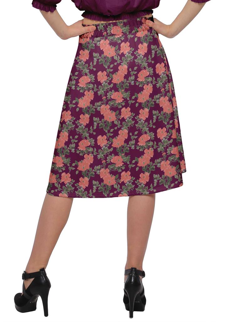 Moomaya Printed Skirt For Women Poly Spandex Casual Wear Summer Girls Skirt