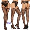 Women's Sexy Crotchless Fishnet Suspender Stockings with Eye Jacquard Design - Style 7501
