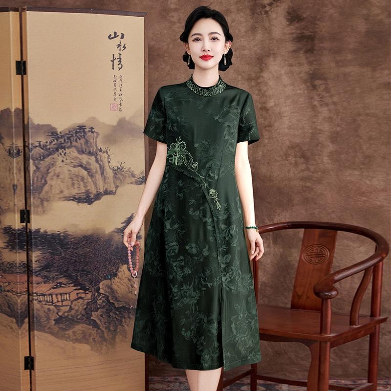 Red Butterfly Fragrant Cloud Yarn Dress Medium Jacquard Silk Skirt Embroidered Women's Cheongsam Skirt