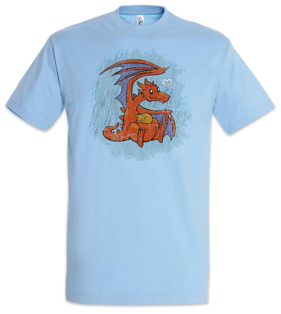 Dragon Cat Love Mens T-Shirt Dragon Dragon Cat Cats Tattoo Cartoon Comic S