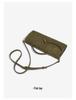 Handmade Woven Retro Soft Leather Accordion Baguette Bag - Solid Color Shoulder Handbag