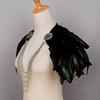 Women's Black Feather Shawl Cape Gothic Feather Shrug Poncho Collar Witch Cosplay Costume for Halloween Carnival