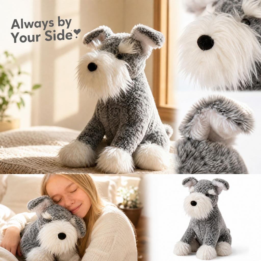Realistic Dog Plush Toy Stuffed Animal, Soft Puppy Figurine for Kids and Collectors
