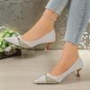 Fashion Fashion Banquet Stiletto Single Shoes Autumn New Pointed Toe Light Mouth Sequin Color Block Slip-On Heels