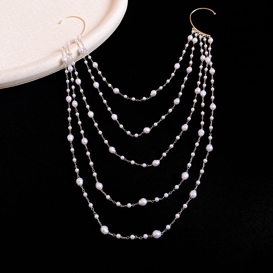 

Multi-layer pearl beaded round pendant, ear hanging, personalized design sense, fashionable and exquisite earrings,light luxury and high-end earrings.