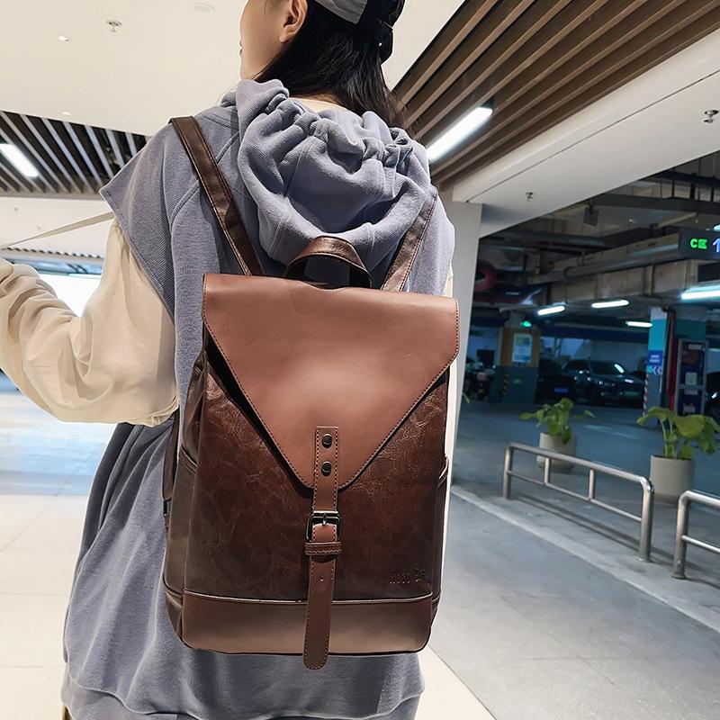 New casual fashion backpack Korean version of college style large-capacity college backpack коричневый