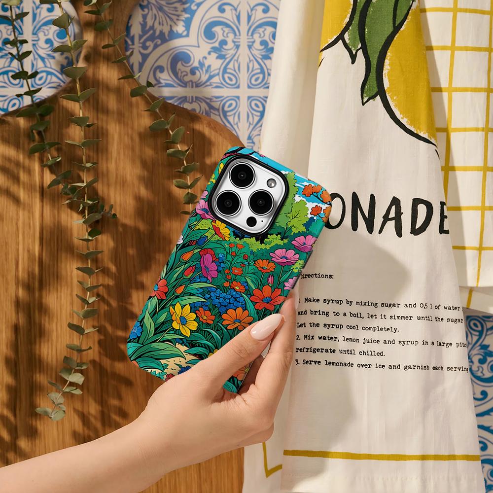 Cartoon Wildflower Meadow Phone Case for IPhone 17AIR 16E 16 15 14 13 12 11 17 Pro Max Plus Double-layer Back Cover
