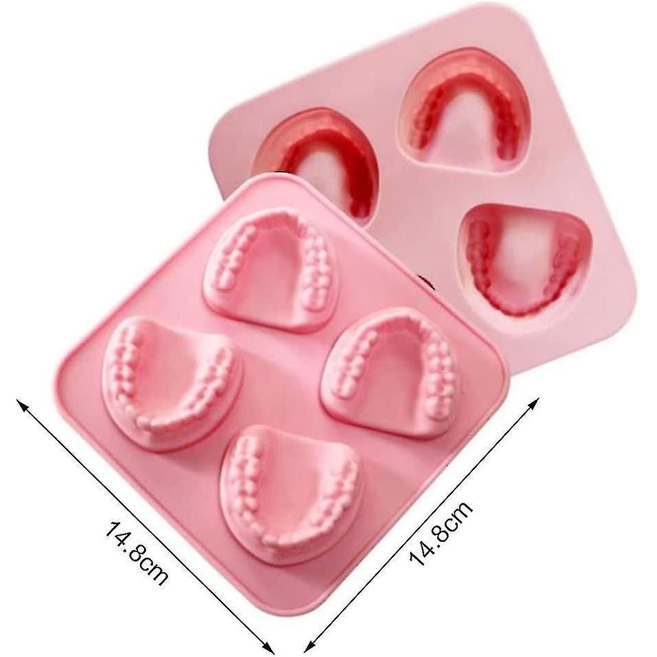 2 Pezzi Vassoio Ghiaccio Silicone Stampi 3D a Forma di Dente Qualità Alimentare Stampo Cubetti Ghiaccio