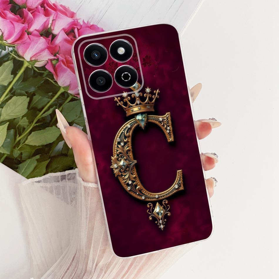 For Honor X7C Royal Crown Initial Letter Couple Phone Case For Honor X7c ALT-LX2 Soft Silicone TPU Cases Bumpers