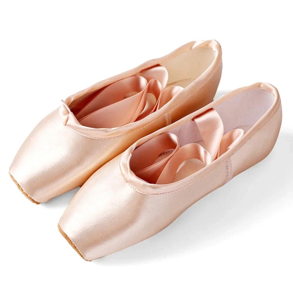 Professional Ballet Pointe Shoes Girls Women Ladies Satin Ballet Shoes With Ribbons