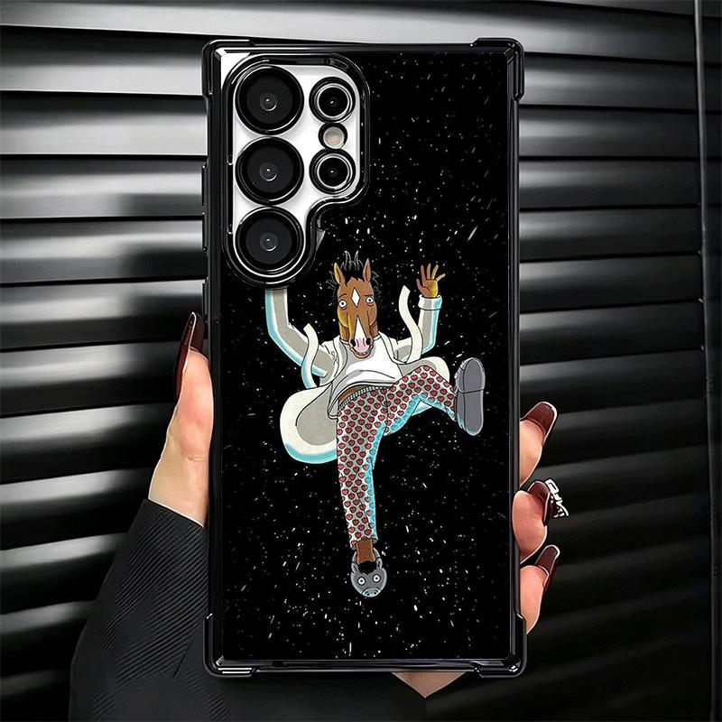 B-BoJack H-Horseman Funny Plating Phone Case For Samsung Galaxy S24 S25 FE S26 Edge S23 Ultra S22 S21 Plus S20 Anti-Fall Airabag