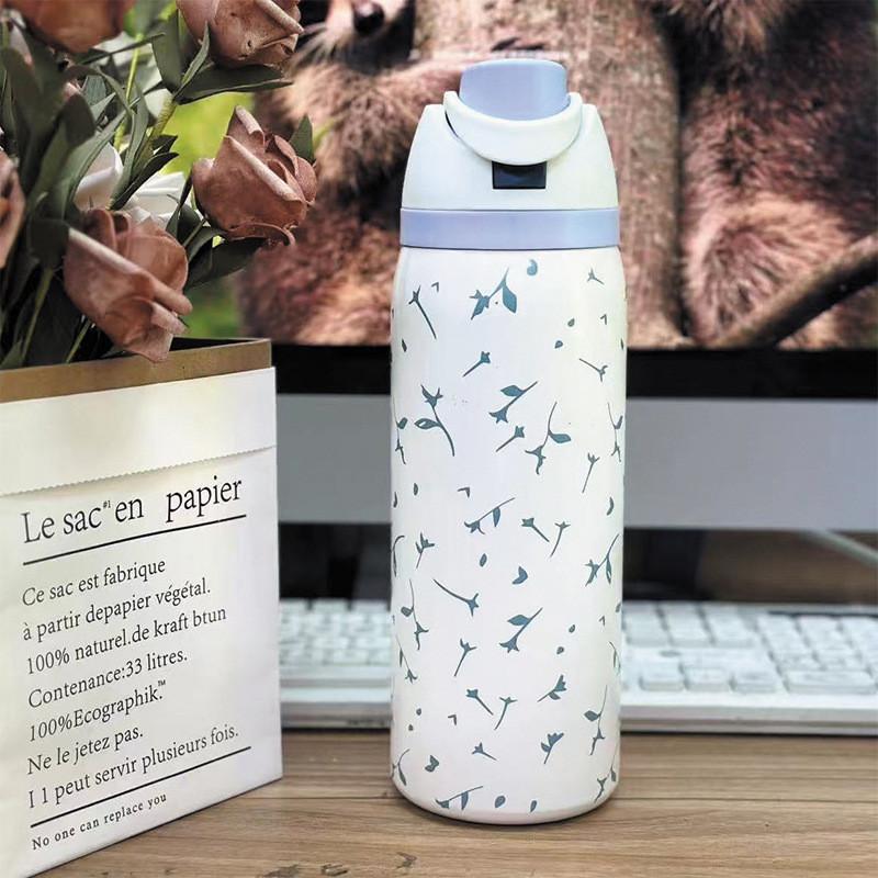 Hello Kitty Kuromi Butterfly Knot Floral Print Stainless Steel Insulated Cup With Lock Clip For Outdoor Activities