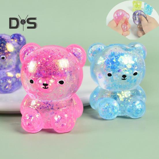 4/8Pcs Squeeze Bear Toys Mini Sequins Bear Figures Squeeze Ball Toy Finger Fidget Sensory Toy for Kids Adults Stress Relief