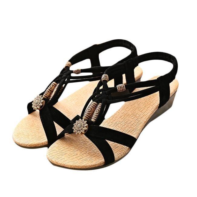 

Peeptoe Womens Casual Flat Buckle Roman Sandals Shoes Size3640 Summer EU36 чёрный