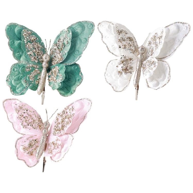 Butterfly Clip for Elegant Wedding Party Decoration Christmas Theme Accessories Artificial Butterfly Shaped Adorment