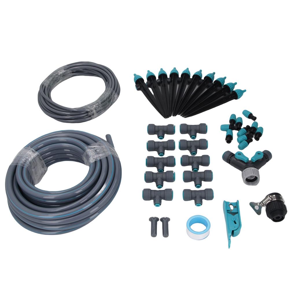10m Greenhouse Micro Drip Irrigation Kit with Tubing Hose Adjustable Nozzle Garden Watering System