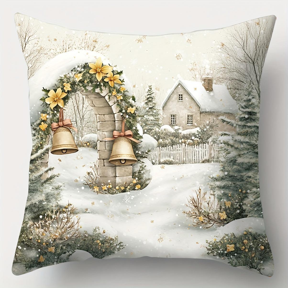 

Домашний декор Рождественские сцены: Санта и Снеговик Наволочки с узором Наволочка для подушки Подходит для дивана Спальни Автомобиля Наволочка 40x40cm