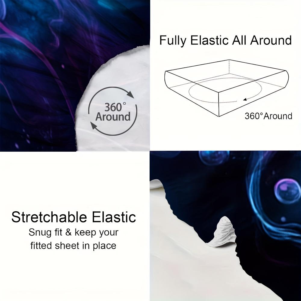 1 τεμ. Σεντόνι με Λάστιχο Μωβ Μέδουσα Γάτα 3D Εκτύπωση 100% Πολυεστερικό Κάλυμμα Αναπνεύσιμο Σετ Κλινοσκεπασμάτων Διακόσμηση Σπιτιού χωρίς Μαξιλαροθήκες