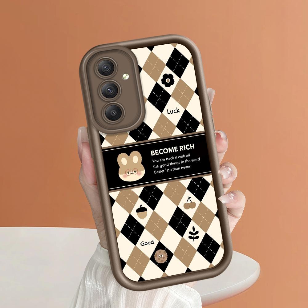 Soft Silicone Square Ladder Printing Pattern Phone Casing Full Cover Camera Shockproof Protection Rubber Case for Samsung