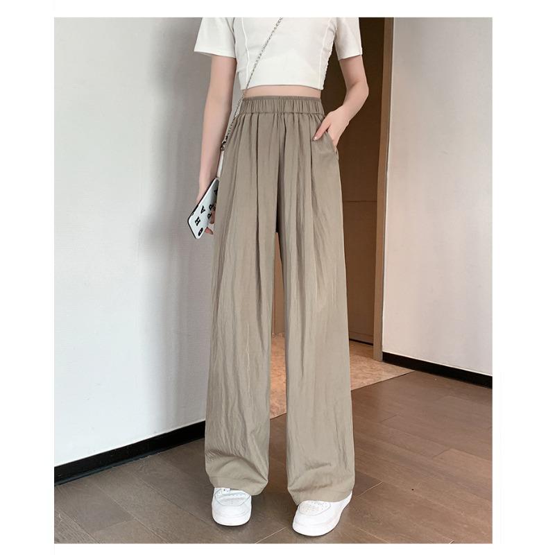 Spodnie z szerokimi nogawkami Ice Silk damskie letnie z wysokim stanem Dapdown Casual w stylu japońskim Leniwe spodnie Yamamoto Bawełniane spodnie lniane na co dzień