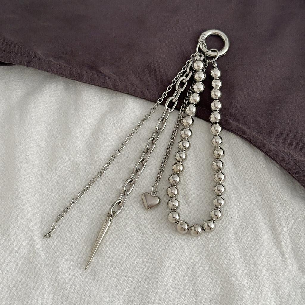 Wind Metall Liebe Anhänger, Taschenkette Anhänger, Einfacher Imitationsperlen Fransen Schlüsselanhänger Anhänger.