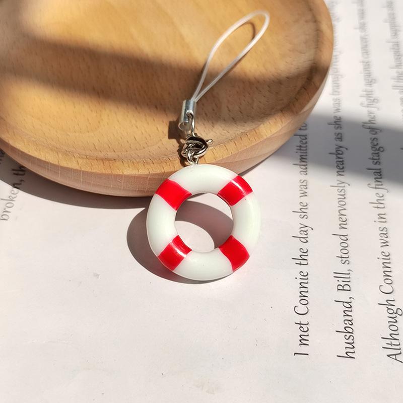 Cartoon Mini Summer Swim Ring Phone Chain Cute Resin Phone Lanyard Keyring Camera Pendant New Lovely Hanging Decoration