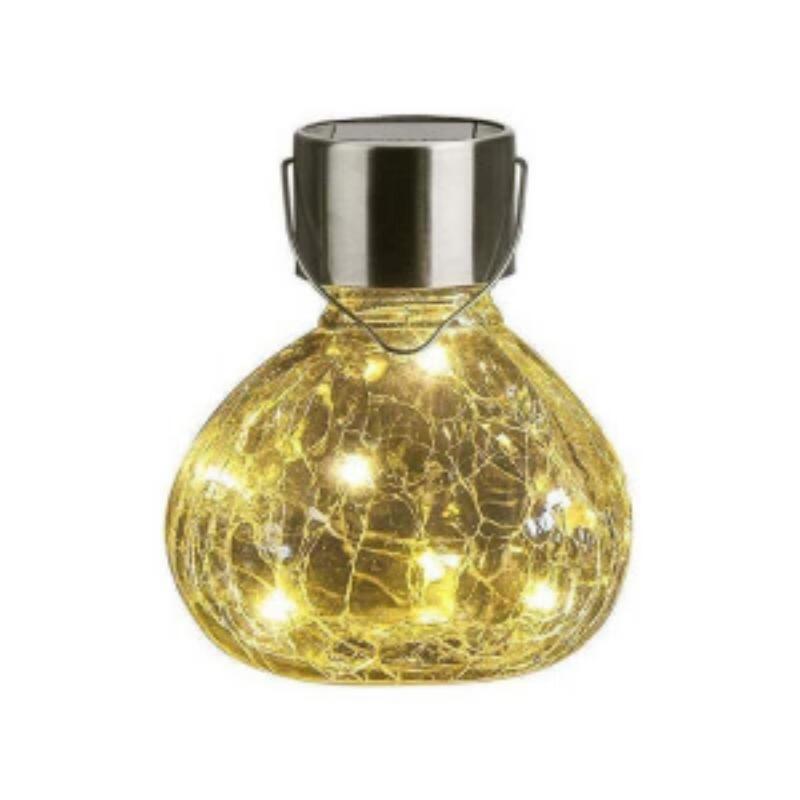 Solar Crackle Glass Jar LED Lights, 3-Pack