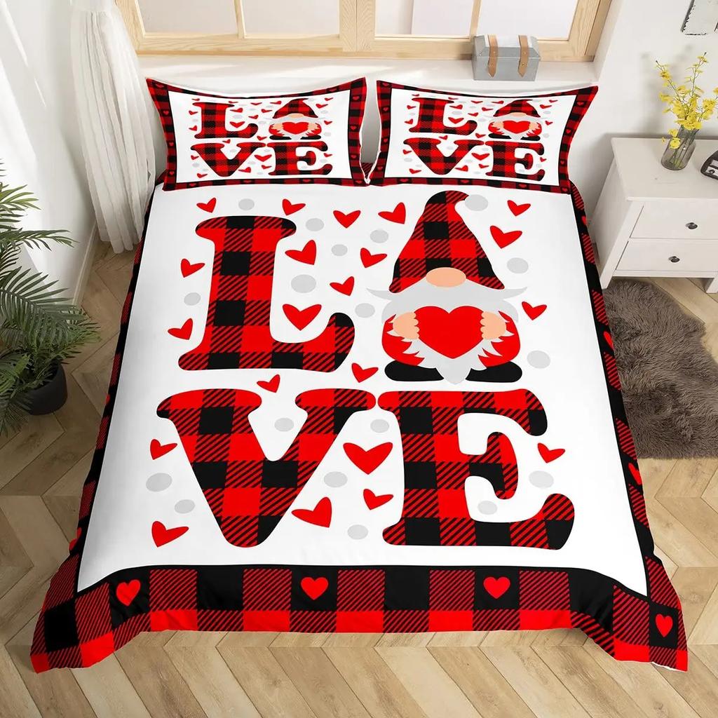 Sada povlaků na peřinu Love QueenSrdcovitý set povlečení Povlak na přikrývku Love HeartPro Dívky a Chlapce Bílý a Černý Povlak na přikrývku Plná velikost