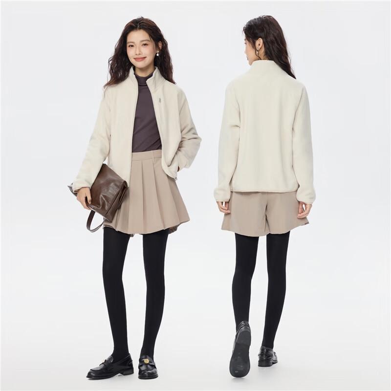 Giordano Women's Loose Fit Stand Collar Fleece Jacket