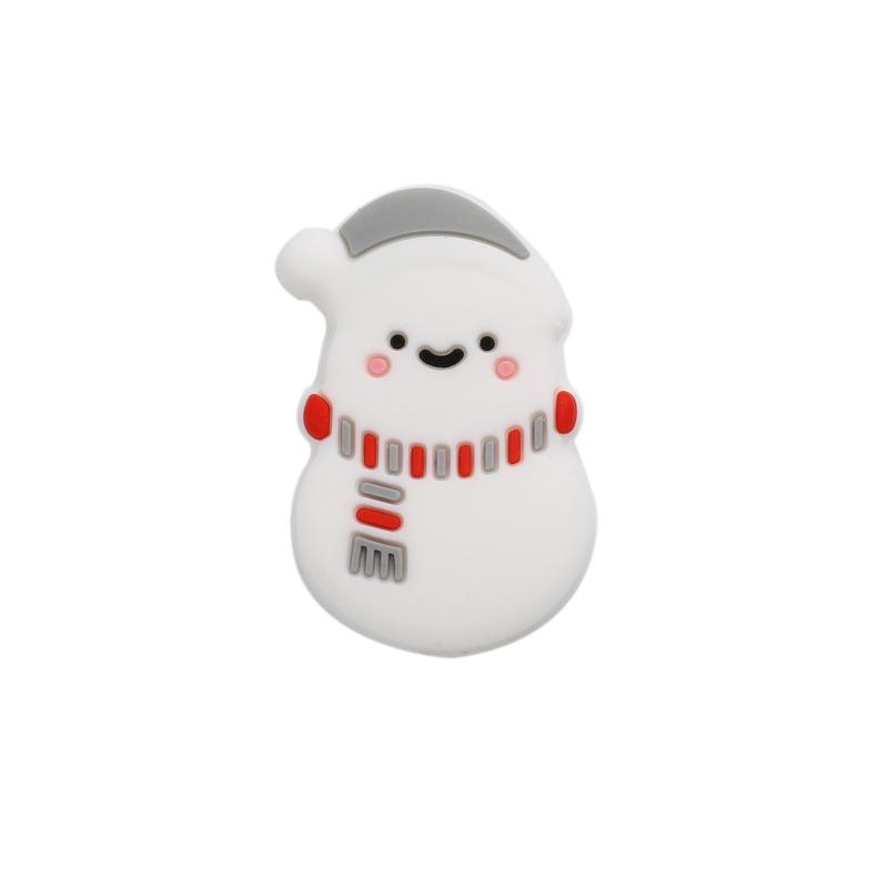 10pcs New Christmas Santa Snowman Silicone Beads For Jewelry Making DIY Pacifier chain Clips Teether Beads Christmas Gifts