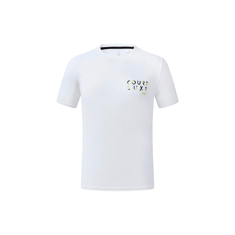 FILA Athletics T Shirts Men s Jade White Crew Neck Moderate Straight Fit A11M233105F-WT L