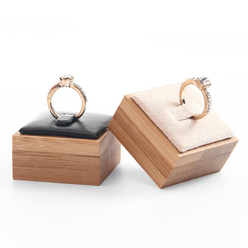 Wooden Ring Display Stand Rings Organizer Jewelry Holder Jewelry Show Props Jewelry Box Packaging Leather And Velvet Case
