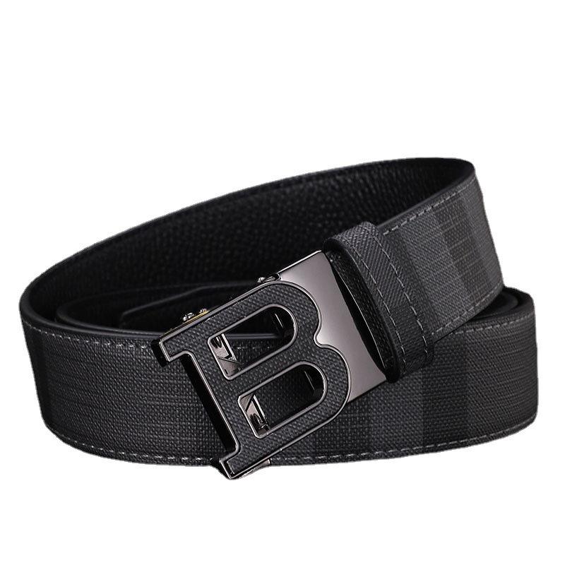 B Brand Men's Automatic Embossed Leather Belt - Versatile Business Style
