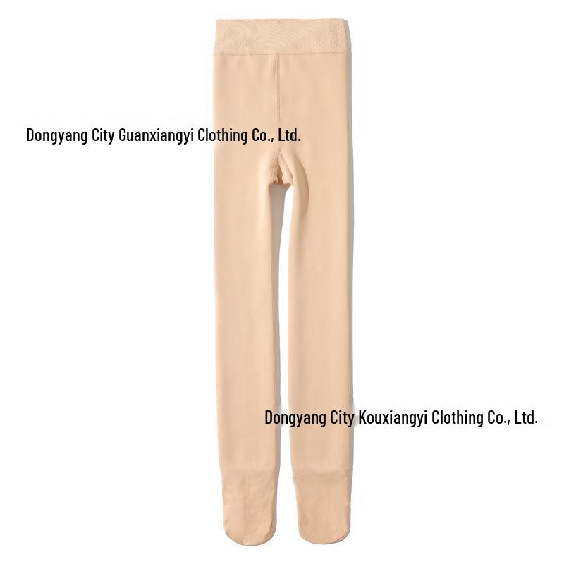 Leggings Femininas Forradas com Lã com Sensação de Nudez: Outono/Inverno, Espessado, Cor da Pele, Peça Única