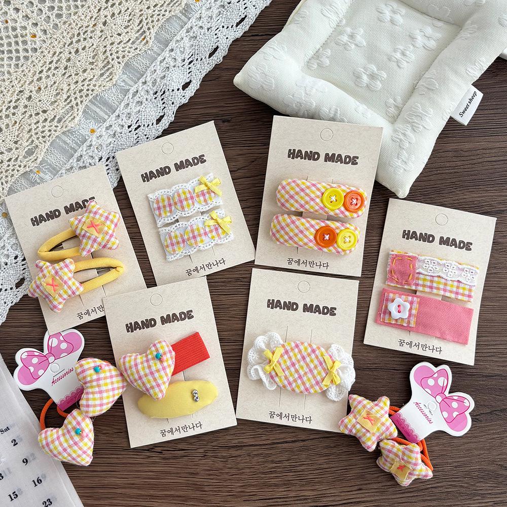 Children's Sweet Plaid Ethnic Hair Clip - Versatile Fabric Hairpin Accessory