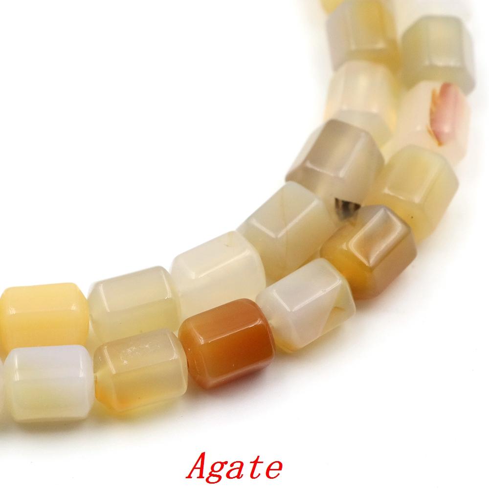Faceted Natural Stone Square Rose Quartz Agates Loose Spacer Beads For Jewelry Diy Making Crystals Bracelet Pendant Accessories