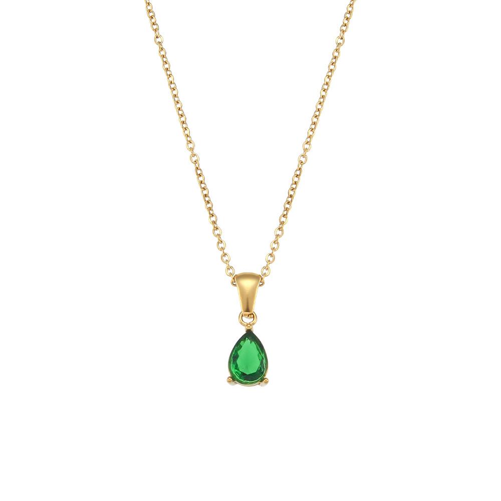 Fashion Water Drop Necklace Trendy Zircon Necklace Pendant Stainless Steel 18k Gold Plated Necklace