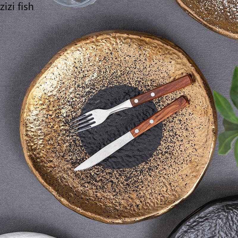 High Footed Ceramic Dining Plate Western Steak Plate Pasta Dish Sushi Plates Dessert Plates Fruit Dishes Dim Sum Dish Sting Disc