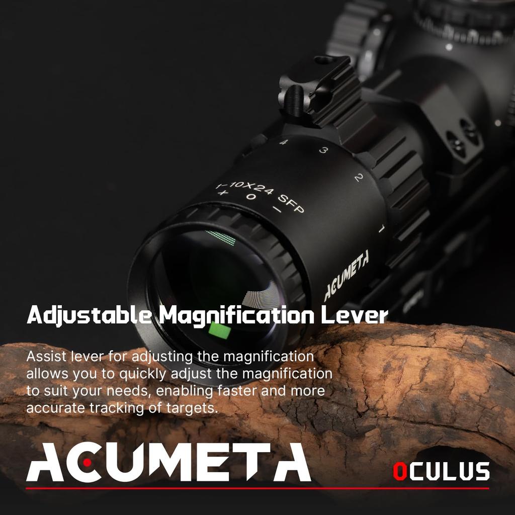 ACUMETA Oculus 1-10X24 SFP Riflescope, 30mm Tube Hunting Riflescope with 20mm Rail Scope Mount