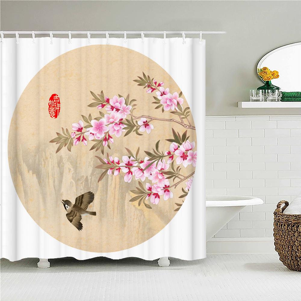 Japan Carp Banner Japanese-style Lucky Cat Printed Bath Curtains Bathroom For Bathing Cover Shower Curtains with 12 Pcs Hooks