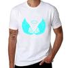 The Angel Wings Icon Glowing Blue On Neon Color. T-Shirt Casual Holiday Short Sleeve Tee