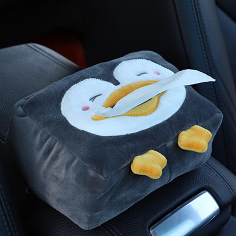 Cartoon Tissue Box Holder Cute Short Plush Tissue Boxes Bracket Auto Armrest Box Car Seat Back Car Decorations Car Tissue Holder