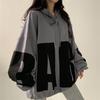Women's Casual Loose Pullover Hooded Sweatshirt Fashion Letter Print Top for Students