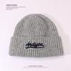 Autumn and Winter Wool Hat for Women's Letters Versatile Knitted Hat Korean Style Fashion Ear Protection Warm Hat Outdoor Student Pullover Hat