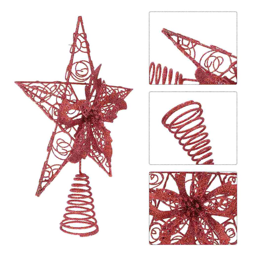 Christmas Tree Top Star Decoration Topper Adornment Wrought Iron Ornament Party