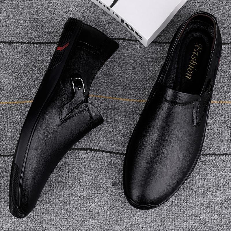 High End Men's Genuine Leather Casual Shoes Soft Soles Flat Bottoms Casual Shoes for Daily Commuting Men's Business Dress Shoes