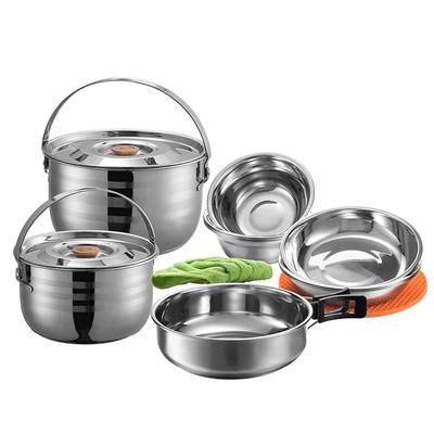 NANGGEAR Lejrbål BBQ Grydesæt Rustfrit Stål Komfur til 6 Personer (Nanko Gear) NAN-MC-210