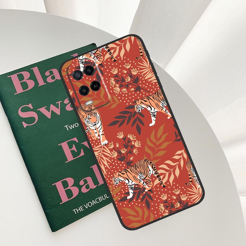 Tigers Leopards Tropical Leaves Case For Oppo A15 A16 A17 A52 A72 A76 A96 A54 A74 A94 A54S A57S A58 A78 A98 A57 A77 Cover