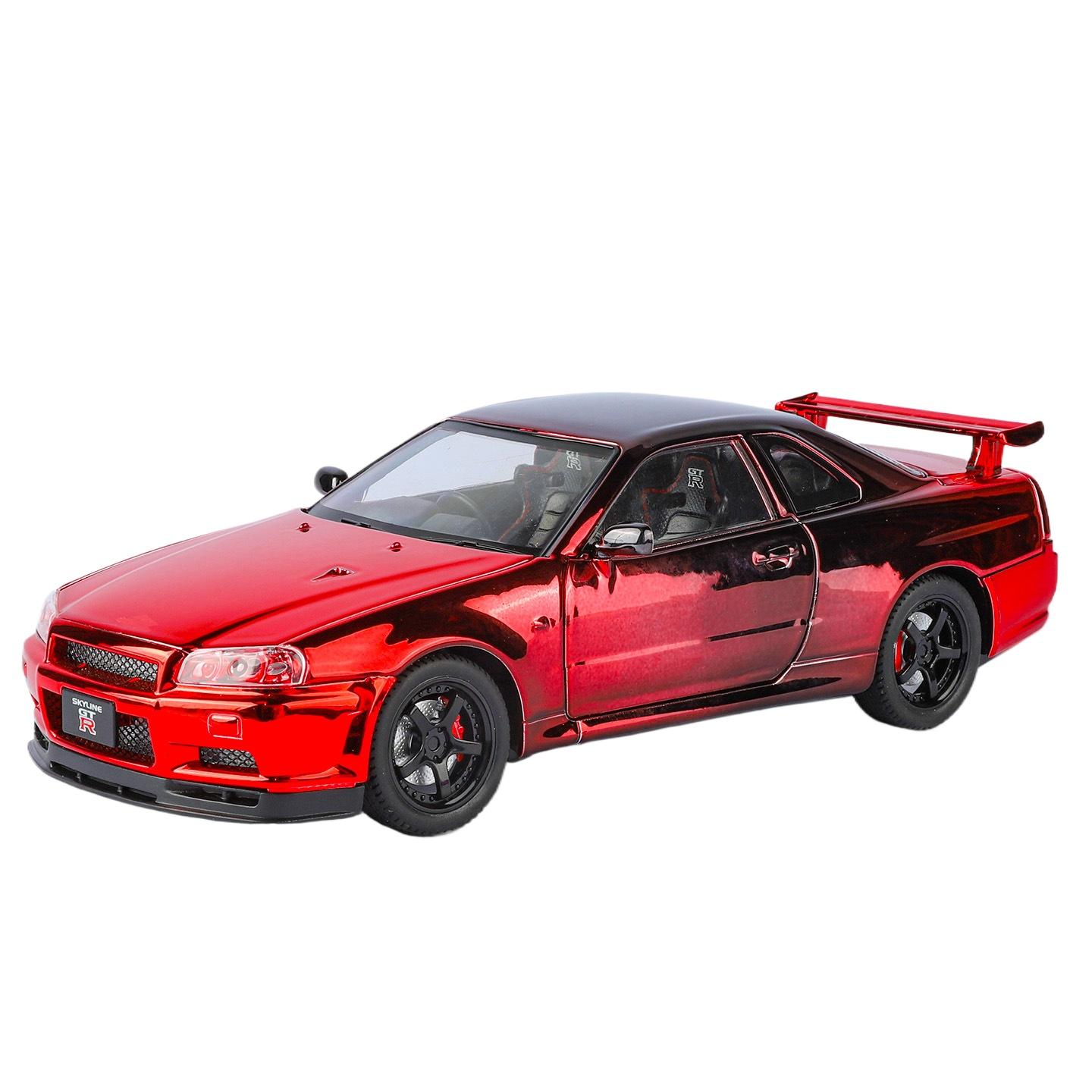 

1/24 Nissan Skyline GT-R GTR R34 Металева Гальванізована Модель Спортивного Автомобіля Лита Металева Модель Перегонового Автомобіля Транспортні Засоби Іграшка для Дітей Подарунок червоний