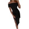 Women's Summer Fashion Straight Neck Color Regular Split Dress